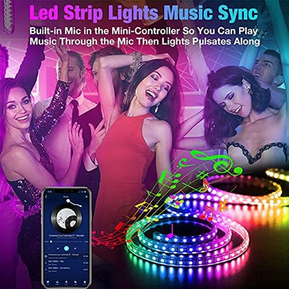 REEMEER 130ft Led Lights for Bedroom, APP Control Music Sync Color Changing Led Lights, Led Strip Lights with Remote for Room, Kitchen Party,Home Decoration