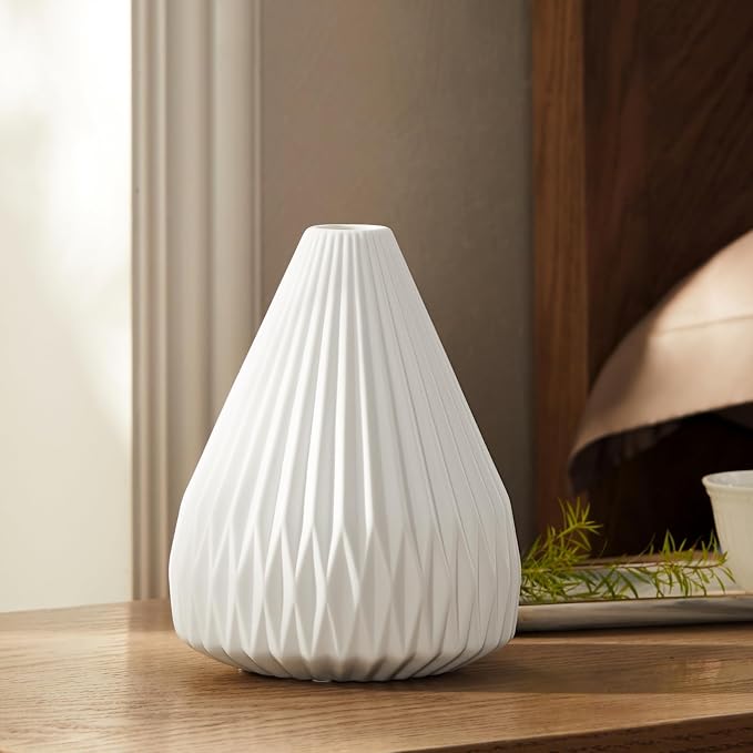 RONDURE Modern Ceramic Decorative Table Lamp Living Room Bedroom Bedside | Handcrafted Unique Warm Ambient Lighting Lamp, Accent White Translucent Ceramic shade, Fully Dimmable, Corded, Bulb Included