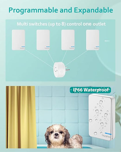 Remote Control Outlet, 15A/1500W, 500 Feet RF Range Light Switches Kit, No Wiring Needed Wireless Outlet for Lights, Small Electrical Appliances, With Anti-Surge 4000V