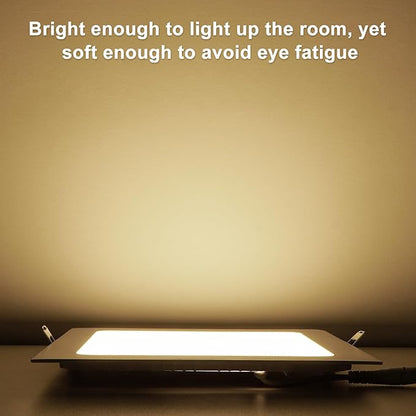 Aolyty 9W Ultra Thin LED Ceiling Panel Light 6.02" Recessed Square Downlight for Home, Office, Mall, Low Energy Consumption Non Dimmable 3000K
