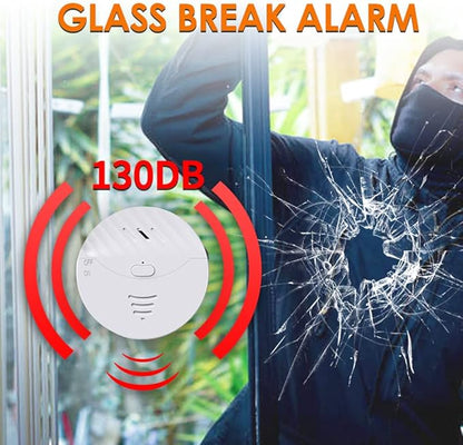 EverNary WiFi Window Alarm System, 4 Pack Glass Break Detection with Phone APP, 120dB Smart Alarms with Adjustable Vibration Sensor for Car,Home Security (4)