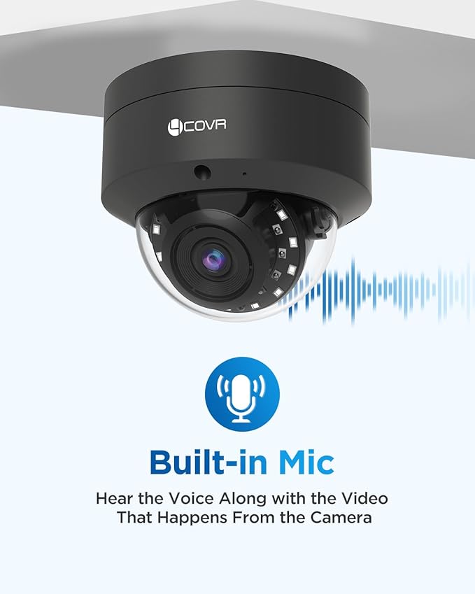 4COVR 4K PoE Camera Outdoor, 8MP UHD Vandal Wired Surveillance Dome Security IP Camera with Mic, IK10 Vandal-Proof IP67, AI Human/Vehicle Detection, 2.8mm Lens,100ft Night Vision, LY54AB8MA(NOT PTZ)