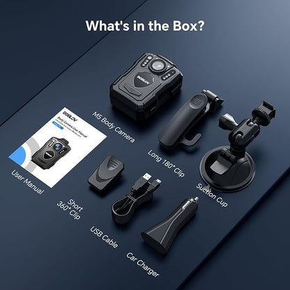 BOBLOV M5 Body Camera, 2K Police Body Cam for Law Enforcement, 4200mAh for 12 Hours Body Cameras with Audio and Video Recording, Mini Body Camera IP67 Waterproof 2M Anti-Drop (64GB-NOGPS Style)