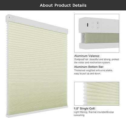 Changshade Smart Blinds Cellular Shades for Windows Doors Motorized with Remote Control, Custom Size Automatic Honeycomb Blind Electric Power Work with Alexa, Google Home, Light Filtering, Beige
