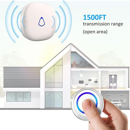 Caregiver Pager, METAK Wireless Call Button for Elderly/Senior at Home, 2 Receivers + 2 SOS Buttons, Emergency Panic Call Bell, Medical Life Alert Necklace System for Patients, Disabled, Nurses