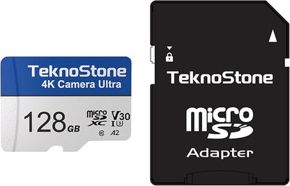 Camera 128GB MicroSDXC Flash Memory with Adapter 180MB/s Read 130MB/s Write Speed UHS-I C10 U3 V30 A2 Rated 4K/5K UHD Support TF Card Suitable for GoPro DJI Insta360 Cameras Drones (1 Pack)