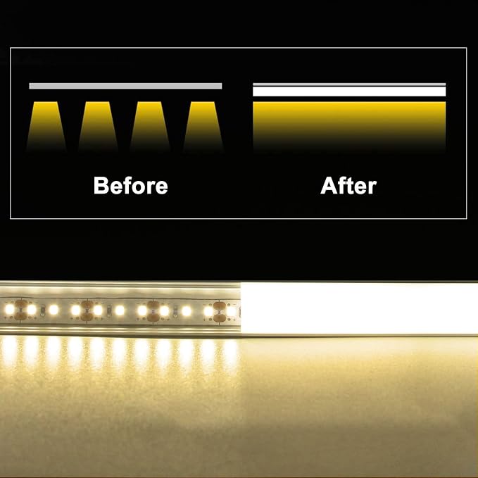 VST 6Pack 1 ft LED Aluminum Channel with Milky White Cover V Shape 16x16mm, Led Strip Light Track with End Caps and Mounting Clips Accessories for Living Room, Kitchen