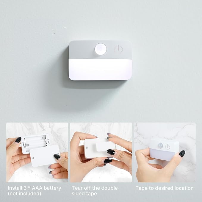 Guankai 8 Pack Motion Sensor Stair Lights for Indoor, Wireless RGB Battery Operated Night Light, Activated Led Stick On Hallway Closet Under Cabinet Step Lamp for Bedroom Kitchen Bathroom