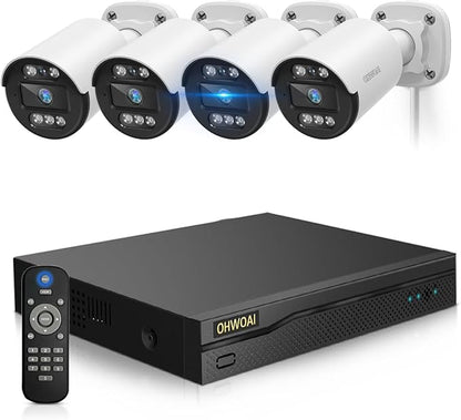 《5MP Super HD & 80ft IR Night Vision》Wired Security Camera System Outdoor, CCTV Cameras Systems with AI Human Motion Detection, Home Video Surveillance DVR Kits