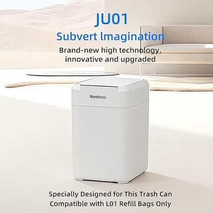 4.5 Gallon Smart Self-Sealing & Self-Changing Trash Can, 17L Automatic Motion Sensor Garbage Bin with Lid, Touchless Electric Wastebasket for Bathroom, Bedroom, and Office - White