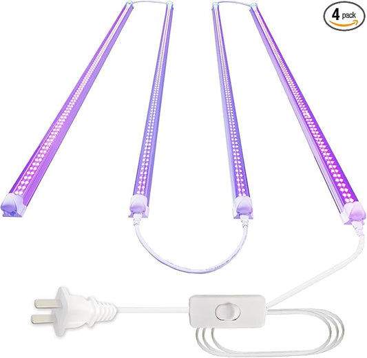 4PACK Linkable 4Ft Black Light Bar, LED 40W Integrated T8 Bulb Blacklight Fixture, UVA 395NM 400NM for Fluorescent Tapestry Poster Body Paint Glow Party