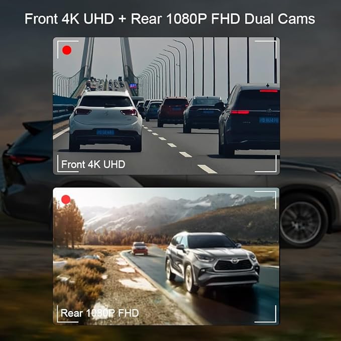 Front 4K Dash Cam for 2020-2025 Toyota Highlander LE Limited L XLE XSE Platinum (Gen4/UX70), OEM Look, Dual HD Video, WiFi & APP, Loop Recording, G-Sensor, Easy to Set, 128GB Card (F10pro)