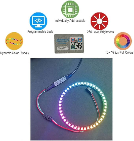 35 Bits WS2812 Addressable LED Ring with SM2.54-3P Connector Wire, DC5V WS2812B 5050 RGB LED with Built-in Driver Pixels Individual Control for Arduino ESP8266 Nodemcu