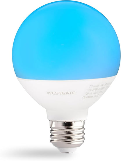 Westgate TC-G25-5W-RGBW-WIFI LED Smart Lamps 5W RGBW, Color Changing Light Bulb, Compatible with Alexa, Works with Google Home, Bathroom Vanity Light, 1 per Box