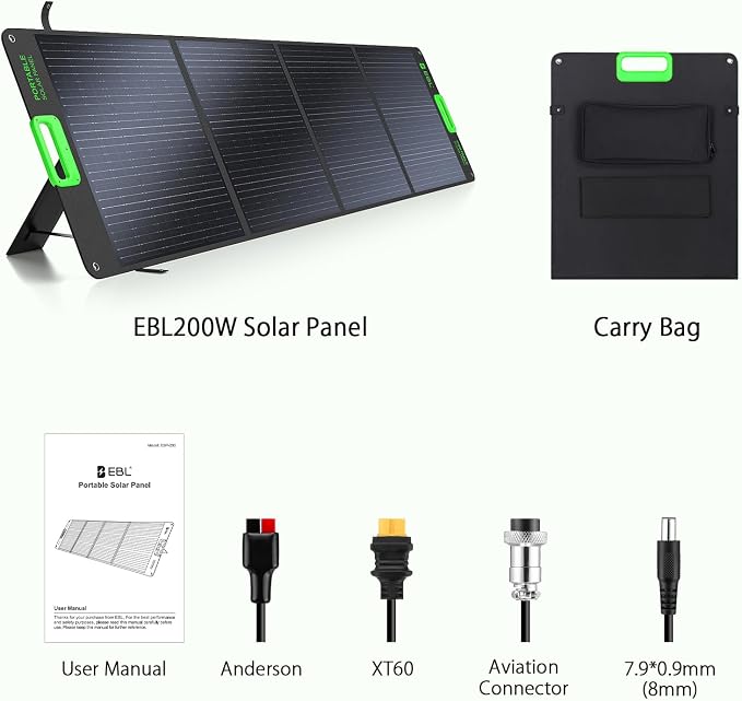 2400W Home Emergency Power Station with 200W Foldable Solar Panel Blackout Backup Generator