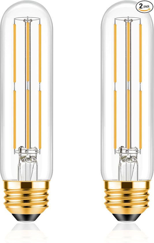 ToBeGreat T30 LED Light Bulbs 6 Watt Equivalent 60W E26 Tubular Bulbs T10 Edison LED Filament Bulb Warm White 2700K,Desk Lamp,Bedbroom Cafe Restaurant Party,Dimmable (Warm White 2700K, 5 in (2pack))
