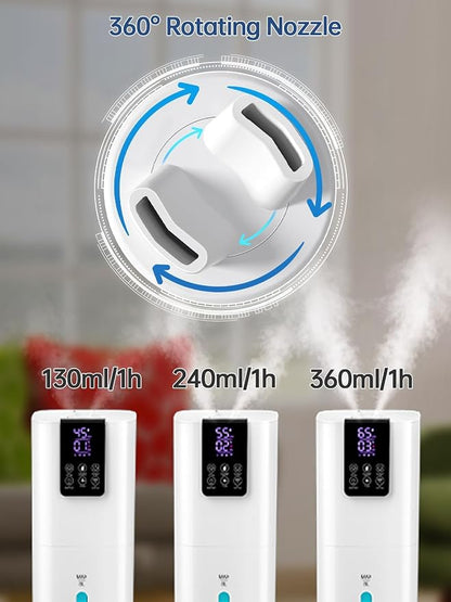 8L Smart Humidifiers for Bedroom Large Room, 2.1Gal Cool Mist Top Fill Diffuser Ambient Light, App & Remote Control, 3 Mist Modes, Quiet Humidifier for Home Office Plant