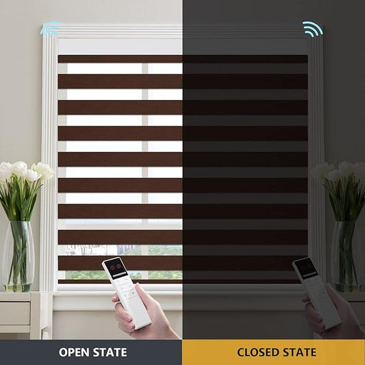 ZSTARR Motorized Blackout Window Blinds Customize Width(25-93 in) Remote Control Wireless Roller Shades Blinds for Windows, Office,Home, Hotel, Club, HD164 Dark Brown
