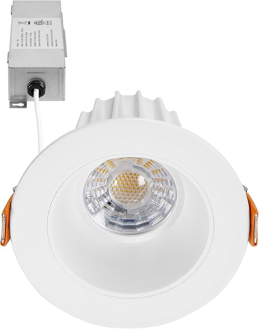 Maxxima 2 in. Ultra-Thin Recessed Anti-Glare LED Downlight - Canless IC Rated, 5 Color Temperature Selectable 2700K/3000K/3500K/4000K/5000K, Dimmable, Round White Trim, 90 CRI