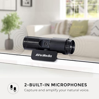 AVerMedia Live Streamer Cam 313 - Full HD 1080P Webcam with Privacy Shutter, Dual Microphone, 360 Degree Swivel for Video Conference - NDAA Compliant (PW313)