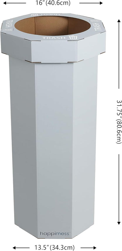 happimess Fleur 25 Gal Trash Can Bin, Fog Gray, Set of 2