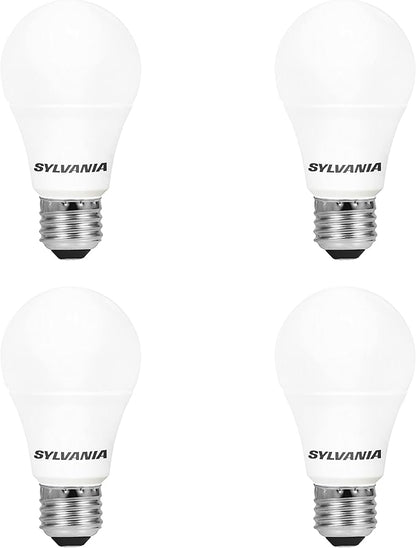 Sylvania LED Light Bulb, 40W Equivalent A19, Efficient 6W, Medium Base, Frosted Finish, 450 Lumens, Daylight - 4 Pack (74084)