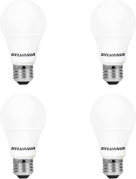 Sylvania LED Light Bulb, 40W Equivalent A19, Efficient 6W, Medium Base, Frosted Finish, 450 Lumens, Daylight - 4 Pack (74084)
