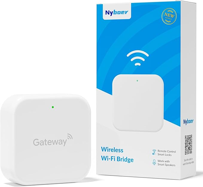 Wi-Fi Gateway Remotely Control Smart Fingerprint Door Lock with TT Lock App, Gateway Smart Hub Compatible with Alexa Voice Control,Electronic Lock Assemblies by Nyboer
