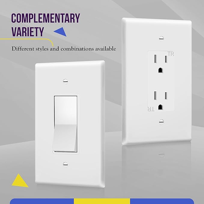 ENERLITES Decorator Light Switch or Receptacle Outlet Wall Plate, Over-Size 1-Gang 5.5" x 3.5", Polycarbonate Thermoplastic, 8831O-W, White