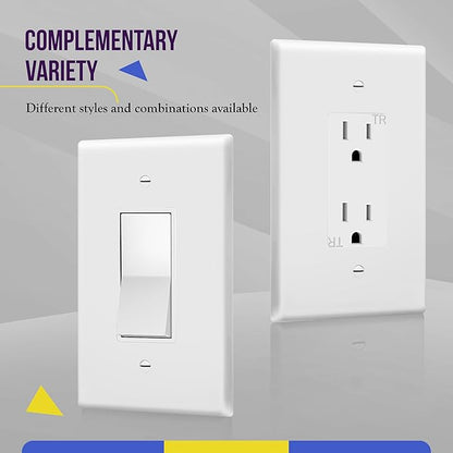 ENERLITES Decorator Light Switch or Receptacle Outlet Wall Plate, Over-Size 1-Gang 5.5" x 3.5", Polycarbonate Thermoplastic, 8831O-W, White