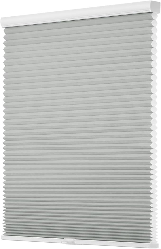 Changshade Cordless Cellular Shades Light Filtering Custom Size, Honeycomb Door Indoor Window Blinds 1.5 inch Cell Easy Install for Home, Office, Living Room, Bedroom, Bathroom, Nursey, Grey