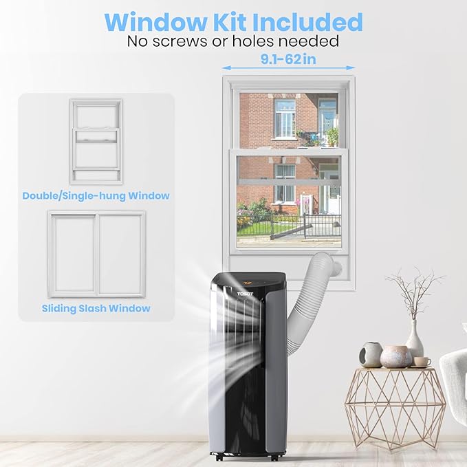 TOSOT 9,700BTU (5,000 BTU SACC) Portable Air Conditioner, Smart Wifi Control, AC Unit with Dehumidifier, Fan, Window Kit for Easy Installation, Cool Rooms Up to 300 Square Feet, Shiny Series