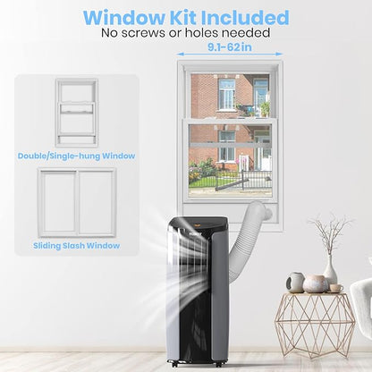 TOSOT 9,700BTU (5,000 BTU SACC) Portable Air Conditioner, Smart Wifi Control, AC Unit with Dehumidifier, Fan, Window Kit for Easy Installation, Cool Rooms Up to 300 Square Feet, Shiny Series