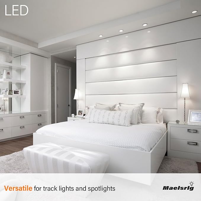 Maelsrlg PAR16 LED Long Neck Recessed Spotlight Bulb, 6W(60W-75W Equivalent) Dimmable, 600 Lumens, 40° Beam Angle, Track Light Bulbs Daylight 5000K, E26 Medium Base, Pack of 4