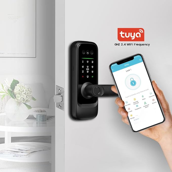 3D Face Recognition Smart Door Lock with Camera, Video Doorbell & Intercom– Keyless Entry Deadbolt with Face ID, Palm Vein, Fingerprint, Passcode, Card, Tuya App & Key, Auto-Lock, Mortise Latch, Home