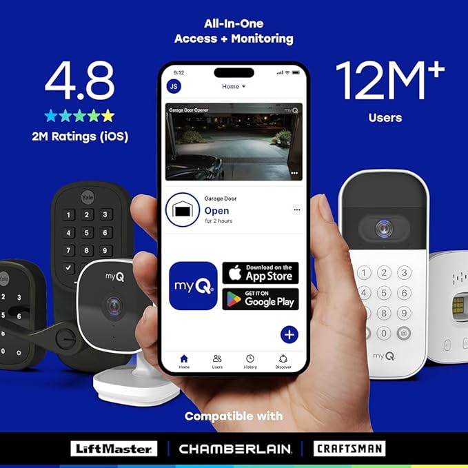 Chamberlain myQ Smart Indoor Security Camera – 1080p HD Video, Night Vision, Motion Detection, Wi-Fi, Two-Way Audio, Smartphone Control