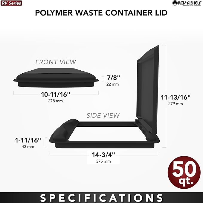 Rev-A-Shelf 50 Qt Under Sink Garbage Can Lid for Base Kitchen and Bathroom Cabinet, Replacement Plastic Trash Bin Lid Only, Green, RV-50-LID-G-1-40