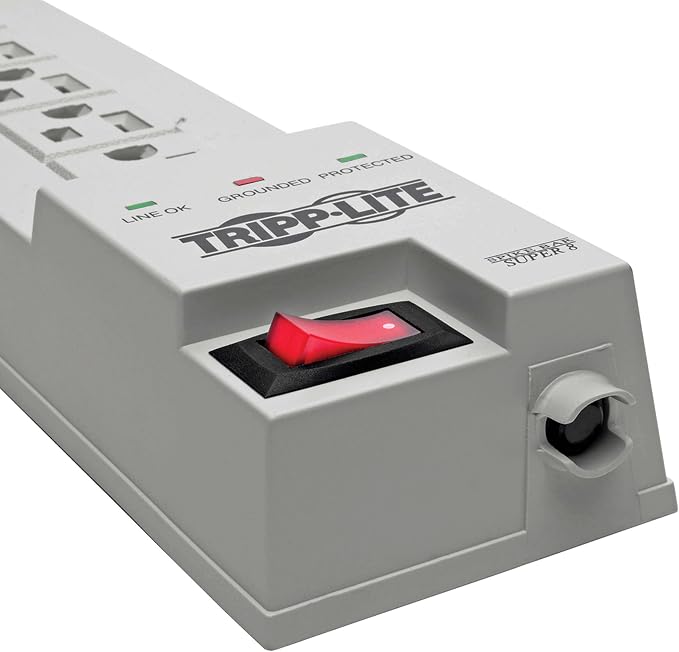 Tripp Lite 8 Outlet Surge Protector Power Strip, 8ft Cord, Right Angle Plug, Lifetime Manufacturer's Guarantee & $35,000 INSURANCE (SK6-6)