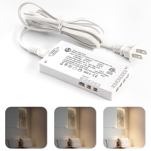 VST 22W LED Power Supply 100V-240V AC to 12V DC Low Voltage LED Transformer with 12V JST Ports, ETL Certified White LED Driver