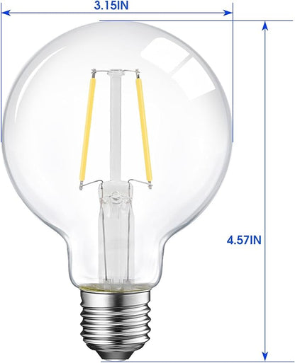 E ENERGETIC LIGHTING Dimmable LED Edison Light Bulb, G25 (G80) 500LM Globe Bulb, 60W Equivalent, 4000K Cool White, Christmas Light, E26 Standard Base, ETL Listed, 6-Pack
