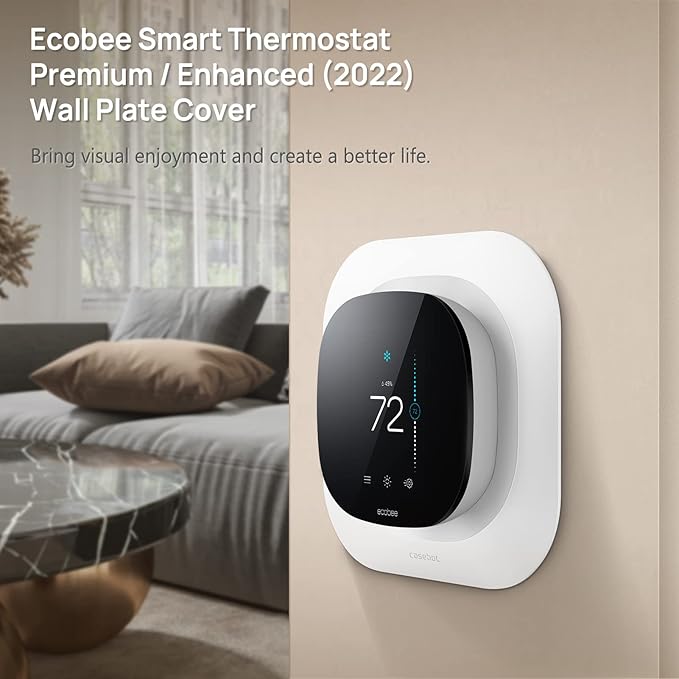 CaseBot Wall Plate for 2022 Ecobee Smart Thermostat Premium & 2022 Ecobee Smart Thermostat Enhanced, Practical and Stylish Trim Kit Bracket Mount Cover, Easy Installation, White