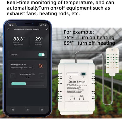 Tuya Smart WiFi 16A Temperature Humidity Switch Sensor Module with Energy Consumption Monitoring, APP Bluetooth Wireless Remote Control,Works with Alexa Google Home (Temperature Humidity)