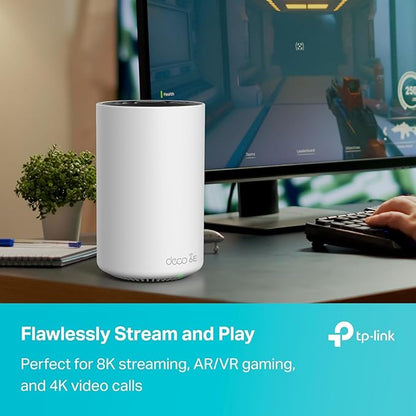 TP-Link Deco XE70 Pro AXE4900 Tri-Band WiFi 6E Mesh WiFi System - 2.5G WAN/LAN Ports, 4.9 Gbps Wi-Fi 7,200 Sq. Ft Coverage, Connect up to 200 Devices, 6 GHz Band, 3-Pack