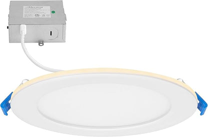 Maxxima 6 in. Slim Recessed LED Downlight with Night Light, 900 Lumens, 12 Watts, 5 CCT 2700K/3000K/3500K/4000K/5000K, 2000K Night Light, Dimmable, 90 CRI, Junction Box Included