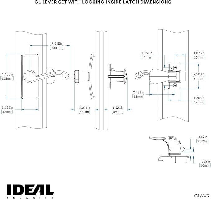 Ideal Security GL Lever Handle Set for Storm Doors and Screen Doors, Storm Door Handle Replacement, Screen Door Handle, Matte Black