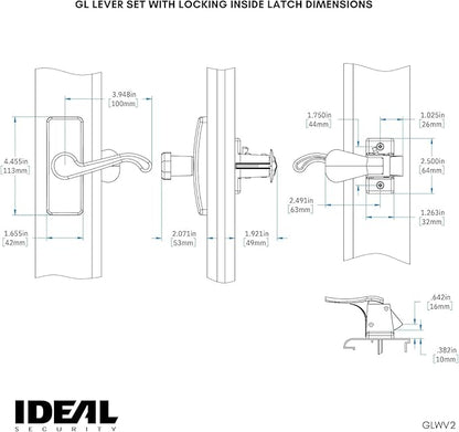 Ideal Security GL Lever Handle Set for Storm Doors and Screen Doors, Storm Door Handle Replacement, Screen Door Handle, Bright Brass