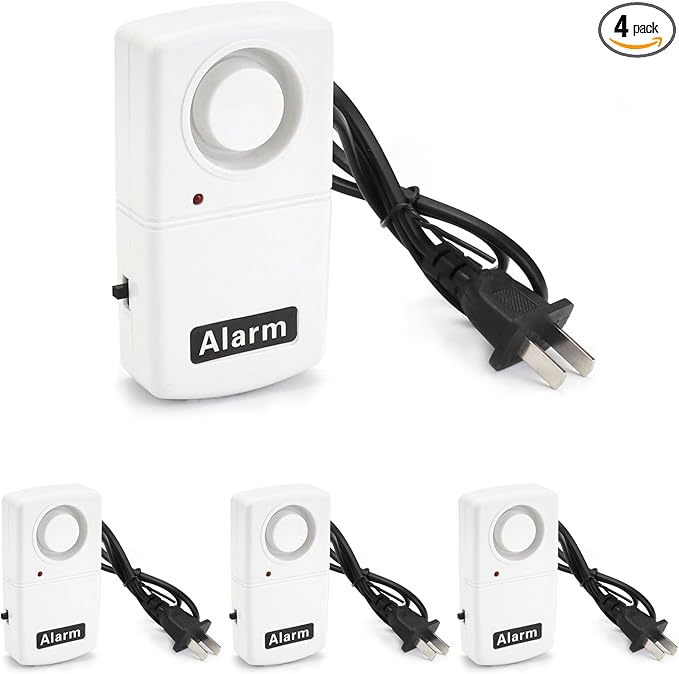 QWORK Power Failure Alarm, 4 Pack Automatic Power Cut Failure Outage Alarm 120db LED Indicator Smart Warning Siren Power by 9V Battery (NOT Included), Plug 220V