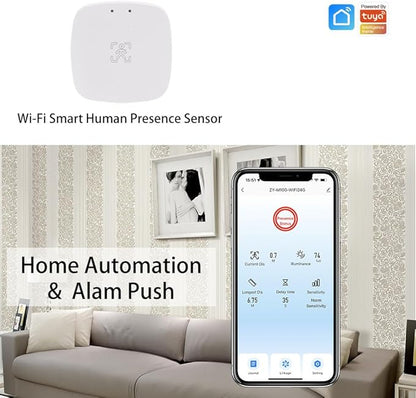 Presence Sensor, WenzhiIoT Smart Motion Sensor WiFi 24 GHz Radar MmWave Presence Sensor Movement Body Motion Detection with Luminance/Distance Tuya Smart Life Home