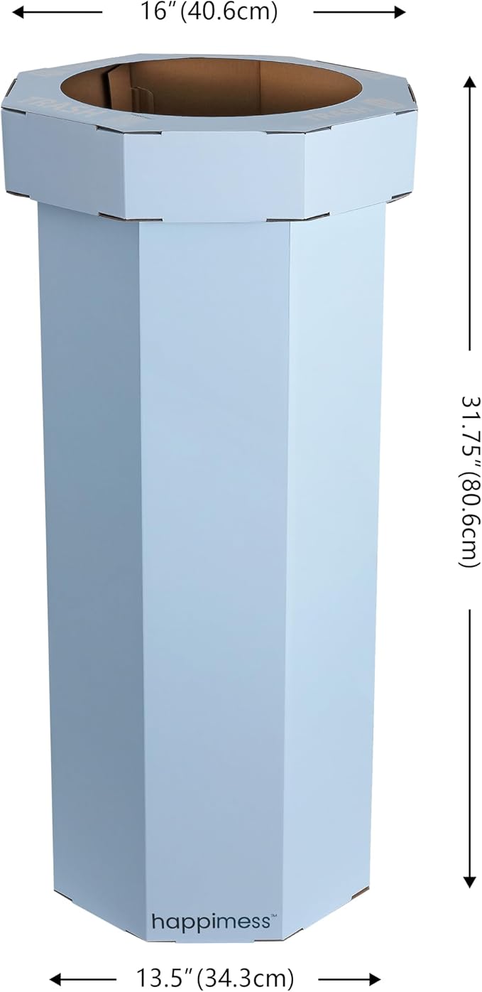 happimess Fleur 25 Gal Trash Can Bin, Tide Pool Blue, Set of 2