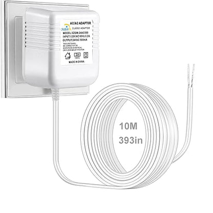 24V Doorbell Transformer Compatible with Nest Honeywell Ecobee Sensis All Models of Ring Doorbells Thermostats Power Adapter (33FT White, 12.0, Watts)